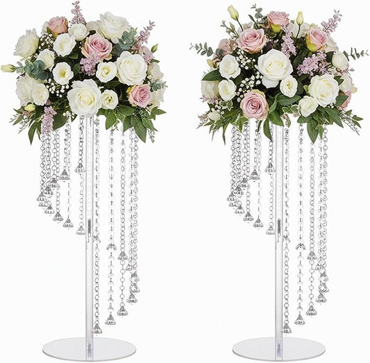 Wedding Centerpieces Decoration Flower Vase, Elegant Acrylic Crystal Stand -2 Pcs 23.6inch High Party Tables Decorations, Dining Table Chandelier Centerpiece Stands