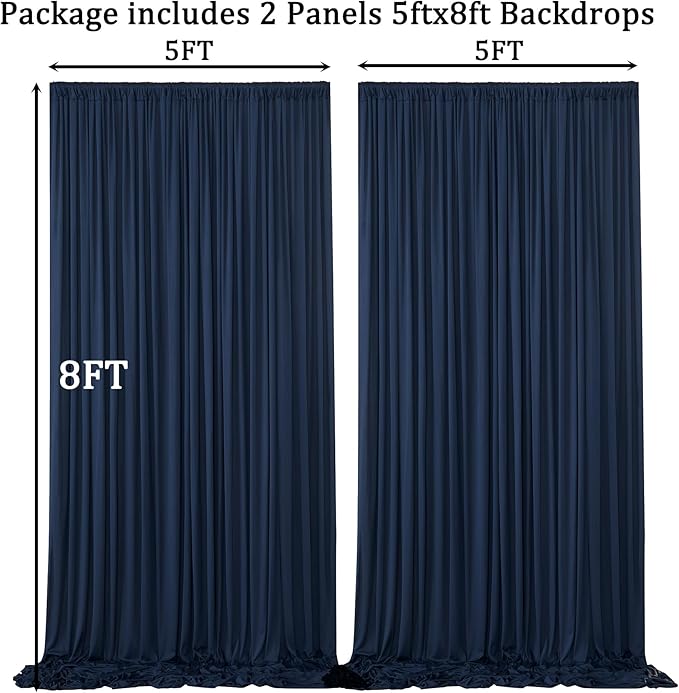 10ft x 8ft Wrinkle Free Navy Blue Backdrop Curtains for Parties, Thick Fabric Photo Backdrop Drapes for Weddings Photography Birthday Party Backgrpund Decor