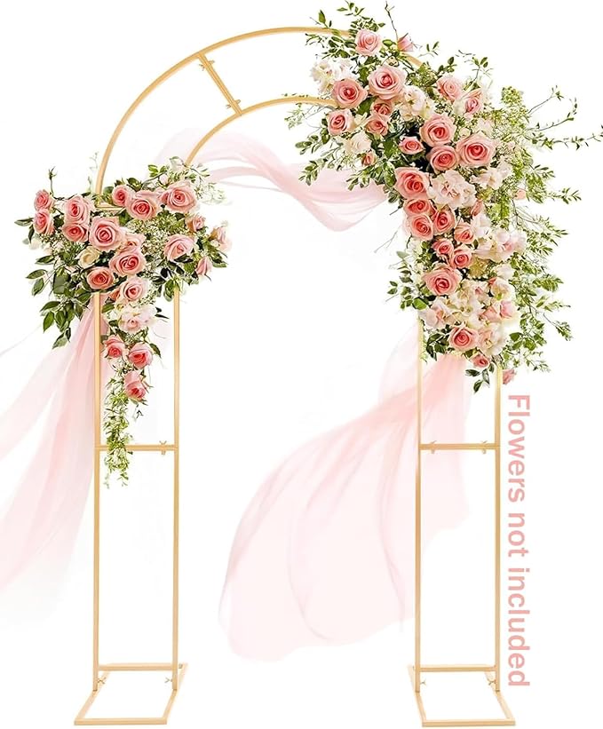 GRENTY Open Arch Backdrop Stand,7.2 FT Metal Double Arch Backdrop Frame U Shaped Wedding Arches for Wedding Ceremony, Baby Shower, Birthday Party, Graduation Party