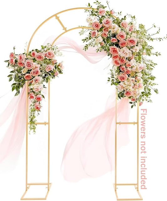 GRENTY Open Arch Backdrop Stand,7.2 FT Metal Double Arch Backdrop Frame U Shaped Wedding Arches for Wedding Ceremony, Baby Shower, Birthday Party, Graduation Party