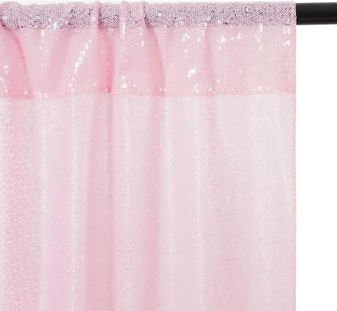 Eternal Beauty Pink Sequin Backdrop, 10x10 Ft Glitter Background Curtains for Mother's Day Shimmer Photography Party Wedding Birthday Back Drop Decor
