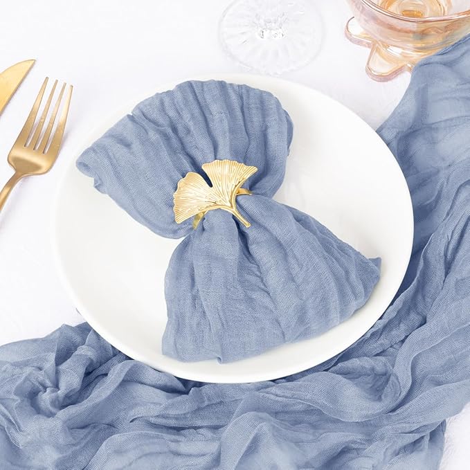 DeZerlor 20 Pack Dusty Blue Cheesecloth Napkins Spring Cloth Napkins Set of 20 Blue Dinner Napkins Bulk 21x21 Inches for Wedding Bridal Shower Baby Shower Parties
