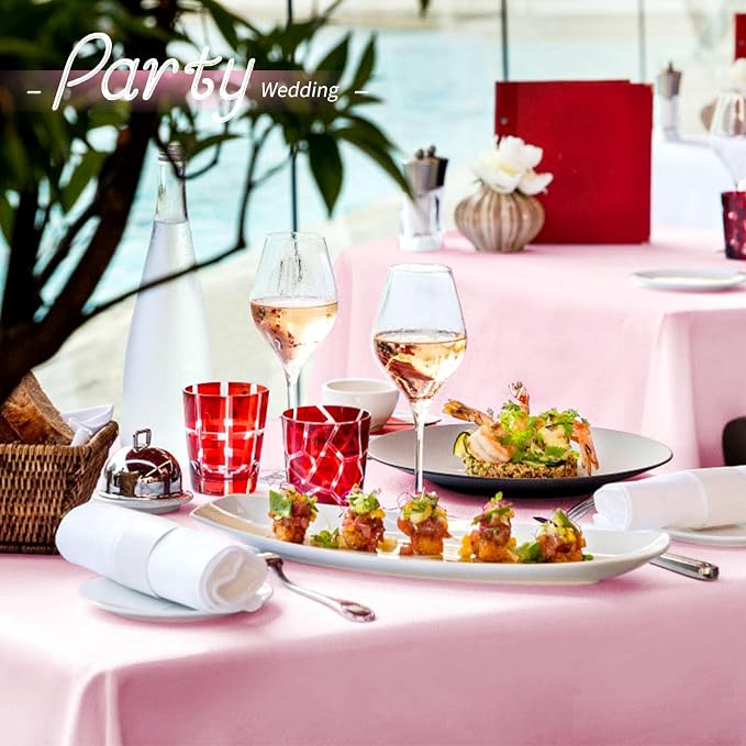 10 Pack Pink Tablecloth 60 x 102 Inch Light Pink Tablecloth for 6 Foot Rectangle Tables Pink Table Cloth Washable Polyester Fabric Table Cloths for Parties Wedding Banquet Christmas
