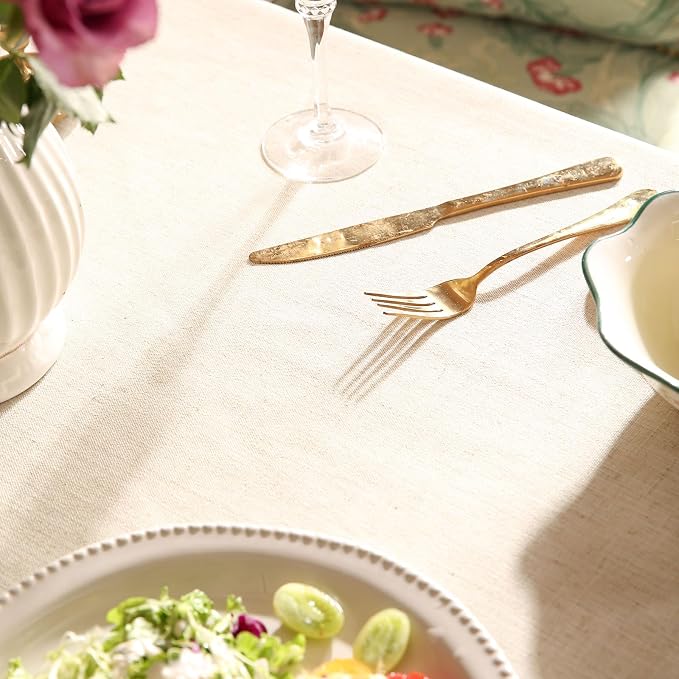 patdrea Vintage French Linen Tablecloth,Rectangular,87"x63"-Cecilia D | Colorful Elegant Table Cloth for Rectangle Table,Floral Vine Patterned,Dining Room Tea Party Thanksgiving Decor