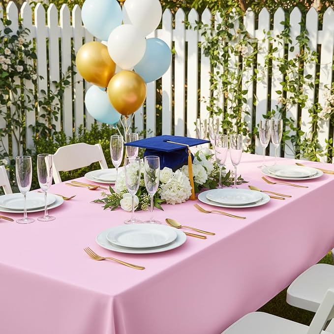 Fixwal 2 Pack Pink 70 x 120 Inch Rectangle Tablecloths, Reusable Heavy Duty Washable Polyester Table Covers for 6-8 Ft Tables, Baby Shower, Birthday, Wedding, Party, Outdoor