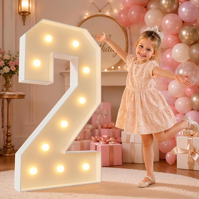 imprsv 4FT Marquee Numbers, Light Up Numbers Numero 2 para Cumpleaños Number 2 Light up Sign for 2nd 21st Birthday Decorations,Anniversary Party, Graduation Decorations