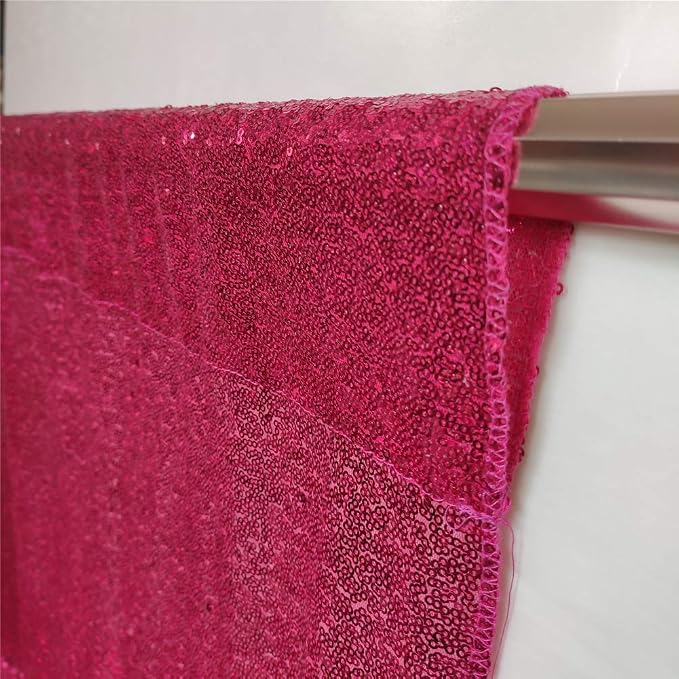 Eternal Beauty Sequin Backdrop Curtains, 2x8 Ft-2 Panels Hot Pink Back Drop for Mother's Day Shimmer Photography Party Wedding Birthday Decor