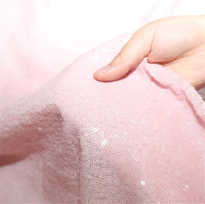 Eternal Beauty Pink Sequin Backdrop, 7x7 Ft Glitter Background Curtains for Mother's Day Shimmer Photography Party Wedding Birthday Back Drop Decor
