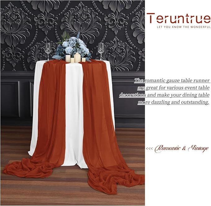 24 Packs Terracotta Cheesecloth Table Runner,10ft Rustic Gauze Boho Wedding Table Runner Decoration, Wedding Table Decor Sheer Table Runner for Wedding Party Bridal Shower Table