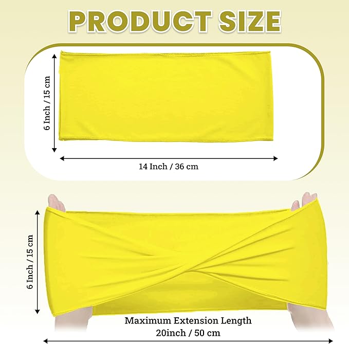 MDS Pack of 200 Spandex Chair Sashes Bows Elastic Stretch Dining Chair Bands Ties Without Slider Buckle Universal fits for Wedding Baby Shower Birthday Party Banquet Event Decoration - Yellow