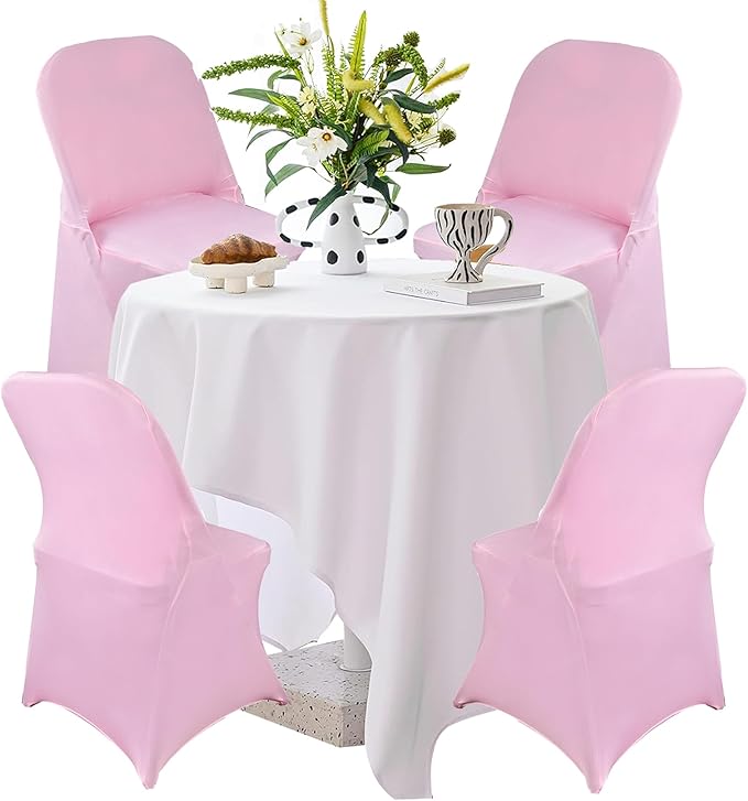 40PCS Stretch Spandex Folding Waterproof Chair Covers,Universal Fitted Chair Cover Protector for Wedding Party Banquet Holidays Celebration Decoration(Pink)