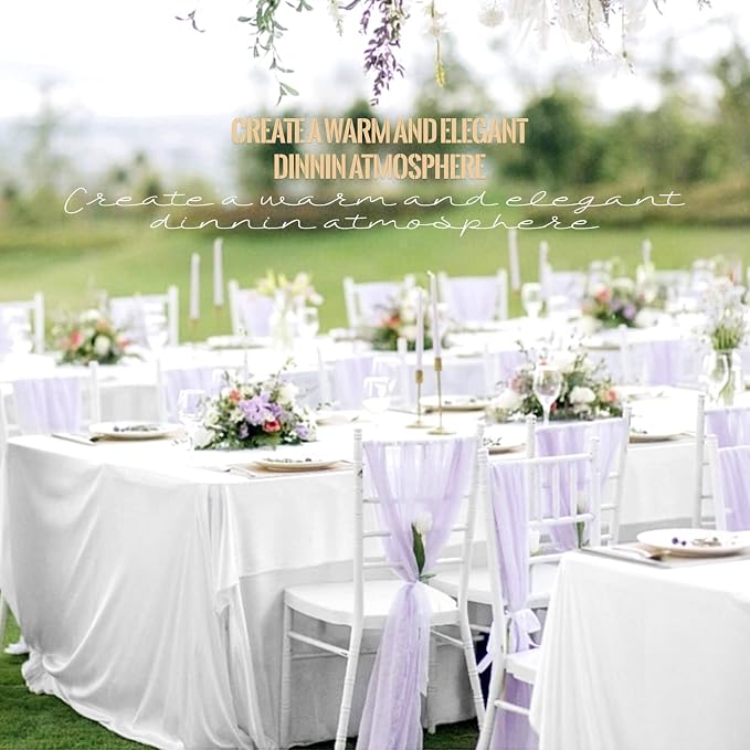 4 Pack White Tablecloths for 8ft Rectangle Tables 90 x 156 Inch - Polyester Table Cover Stain and Wrinkle Resistant Washable Fabric Table Clothes for Wedding Party Banquet Reception Restaurant