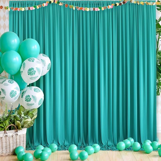 20ft x 10ft Wrinkle Free Turquoise Backdrop Curtains for Parties, Polyester Photo Backdrop Drapes 2 Panels 5x10ft for Wedding Birthday Party Photography Background