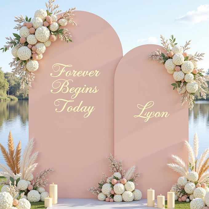 Nude Arch Covers Set of 2-7.2 and 6ft Nude Arch Backdrop Cover Spandex Wedding Balloon Arch Stand Covers for Baby Shower Birthday Party Bridal Shower Photo Arch Covers Stretchy Backdrop