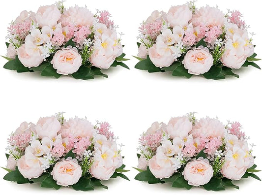 Flower Balls Centerpieces for Tables: 4 PCS Pink Flowers for Centerpieces Floral Arrangements Centerpiece for Wedding Party Celebration Home