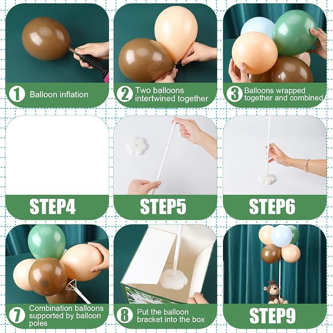 Lenwen 3 Sets Jungle Animal Decoration for Baby Shower Letter Boxes Baby Shower Table Centerpiece Stuffed Animals Balloon with Stand Plush Boxes for Party(Cute,Lion, Monkey)