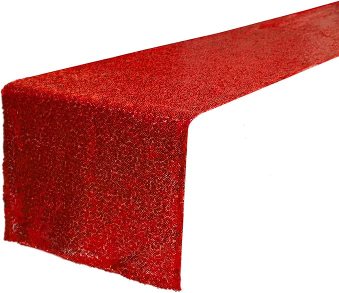 JYFLZQ Red Sequin Table Runner 12"x108" Pack of 1 Glitter Table Linens Runner Sparkly Sequence Runners for Table Wedding Birthday Party Decorations