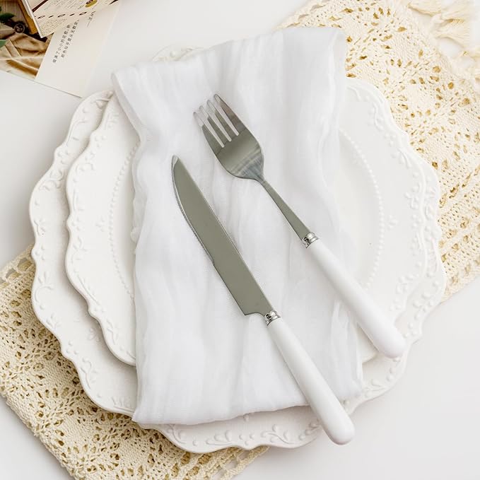 100 Pack White Cheesecloth Napkins Washable 21x21 Inches White Cloth Napkins Set of 100 Dinner Table Napkins for Wedding Cotton Gauze Bridal Baby Shower Rustic Boho Summer Party Table Decor