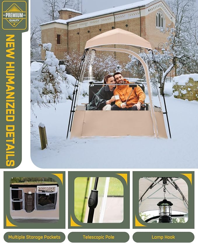 Pod All Weather Sports Tent, Outdoor Pop Up Bubble Clear 540° View Winter Tent for 1-2 Person, Instant Cold Weather Shelter with Rainfly for Soccer, Football, Softball & Other Sports Events