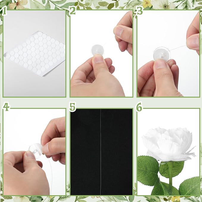 Lyrow 120 Pack White Artificial Flower Hanging Ornaments White Rose Floating Garland Floral Minimalist Boho Wedding Proposal Anniversary French Cream Farmhouse Ceiling Garland Table Decor DIY Craft
