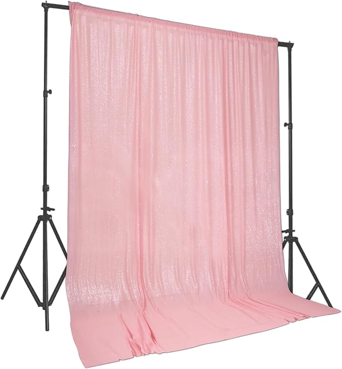 PartyDelight Pink Sequin Backdrop 10x10ft 4 Inch Rod Pocket | Dense 3mm sequins on mesh backing with 4 inch rod pocket for large wedding walls group photos stages and reception displays
