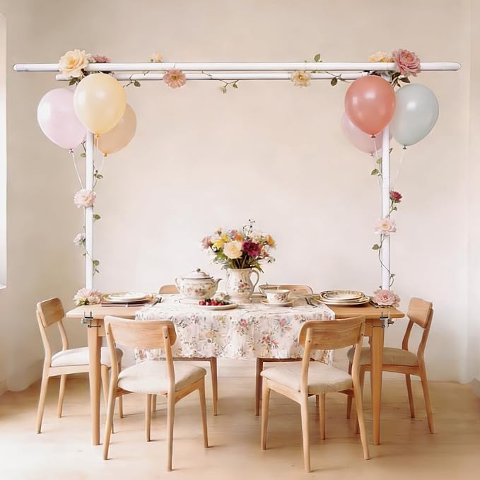 Beyeutao Over the Table Backdrop Stand with Clamps Double Crossbar 16"-87" Length 16"-45" Height Adjustable White Photo Backdrop Stand with Clamps Background Stand Metal Photo Background Stand