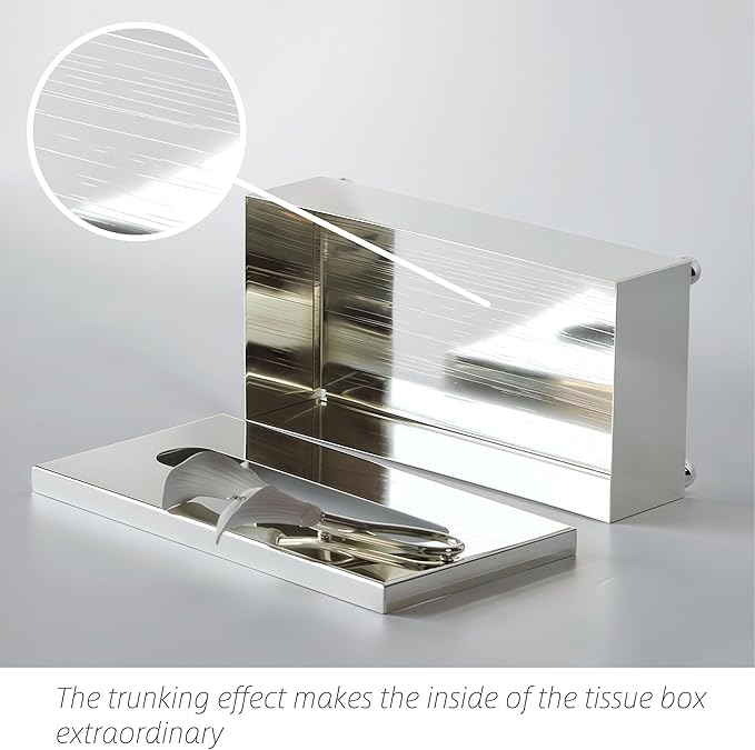 Silver Tissue Box Cover Rectangle，Guest Towel Holder Tray for Bathroom – Napkin Organizer for Disposable Paper Towels, Elegant Hand Towel Box for Powder Room,Luxurious Napkin Box for Dressing Room