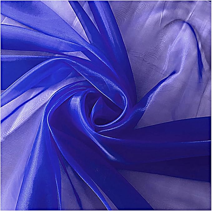 MDS Pack of 25 Yard Sheer Organza Fabric for Wedding Party Home Event Banquet Decorations, Backdrop Curtain Craft Dress Sewing Fashion DIY Crystal Organza Tulle Fabric Bolt 44” Wide - Royal Blue