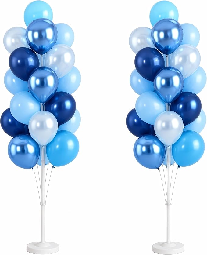Hiins Balloon Column Kit Set of 2 With Balloons Included - with Base, and Pole,Balloon Tower Backdrop Decoration for Wedding, Baby Shower, Birthday Party, or Bachelorette Parties (Pearl Blue)