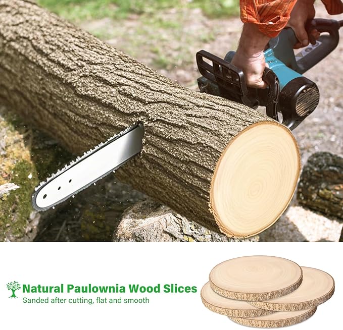 4pcs Wood Slices for Centerpieces 7-8inchs-Christmas Rustic Wood Circles Wedding Table Decor-Unfinished Baby Shower Wood Rounds for DIY Crafts