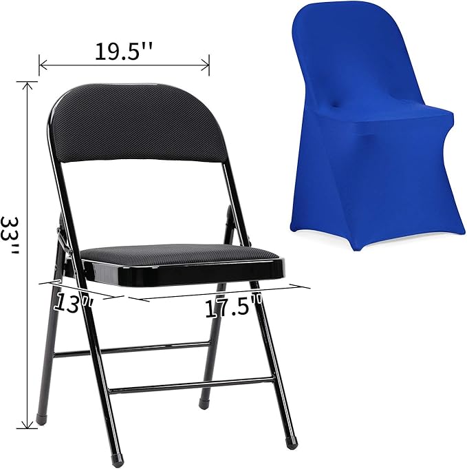 Peomeise Stretch Spandex Folding Chair Cover for Wedding Party Dining Banquet Event (Royal Blue,6pcs)