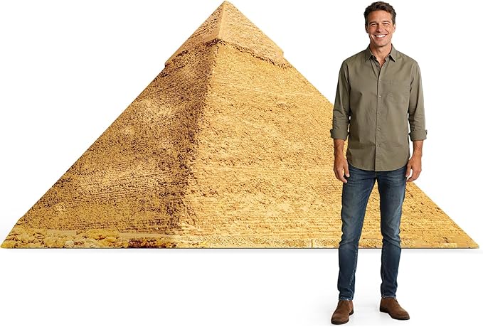 4.8 Ft Pyramid Cardboard Cutout Life Size Egyptian Pyramid Standee Ancient Egypt Stand Up Backdrop Props for Party Events Decoration Indoor Outdoor Classroom Museum Exhibit Photo Booth