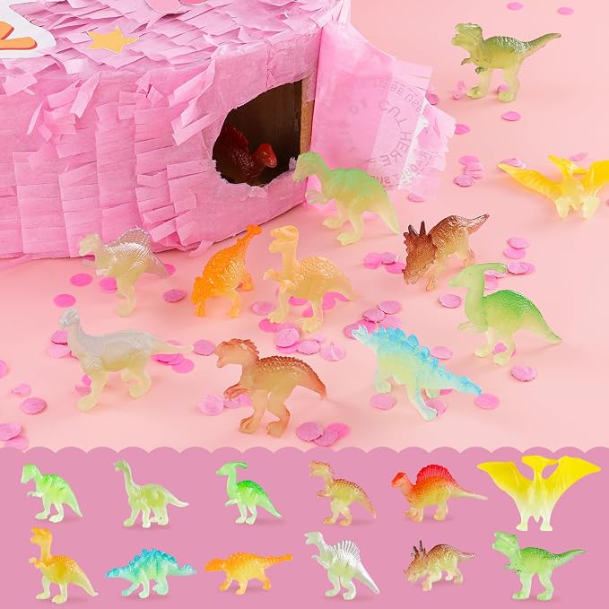 VinTS Pink Dinosaur Piñata Kids Dino Piñata with Blindfold Bat for Dinosaur Themed Party Game Girls Birthday Party School Activitives Dinosaur Birthday Decor(16.5x13x3.15in)