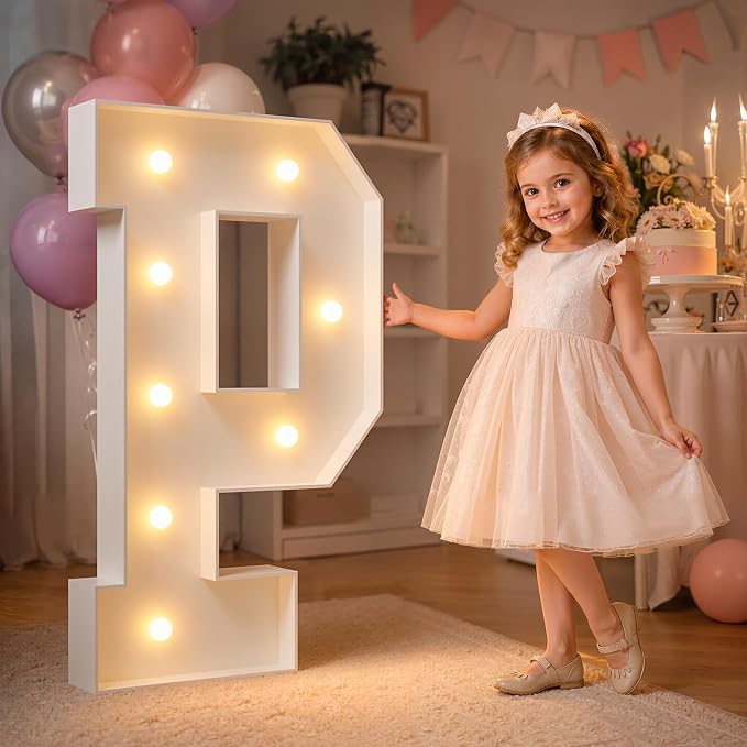 imprsv Marquee Light Up Letters, 3FT Marquee Letters for Birthday Baby Shower Wedding Decorations Light Up Letters for Engagement Party Decor, Large Marquee Letters for Party Decorations, Letter P