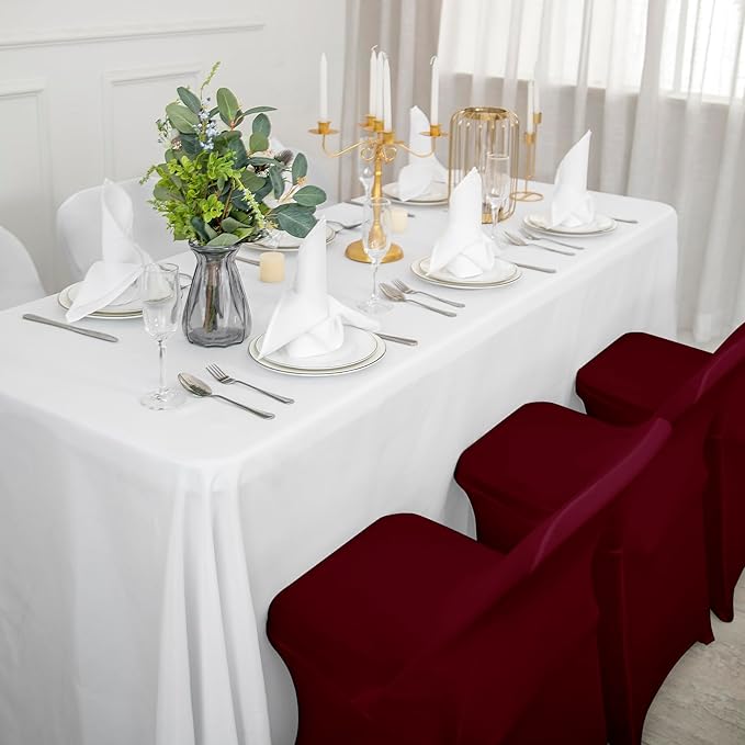 12 PCS Waterproof Stretch Spandex Folding Chair Covers, Dining Room Chair Slipcovers Protector for Wedding, Banquet, Party, Holidays, Celebration and Decoration（Burgundy）