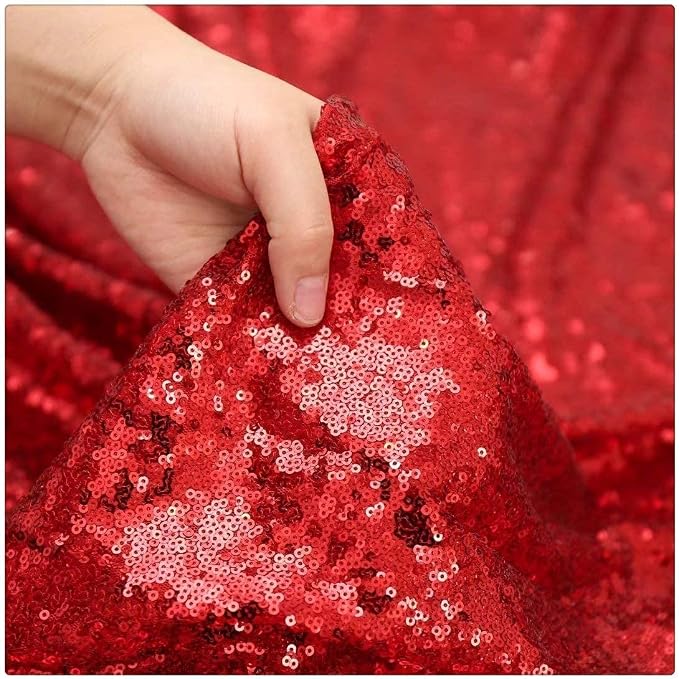 B-COOL Red Sequin Tablecloth Christmas Table Overlays Valentine's Day Table Linen Red Sparkly Wedding for Gathering Banquet Linens 90x156 Inch