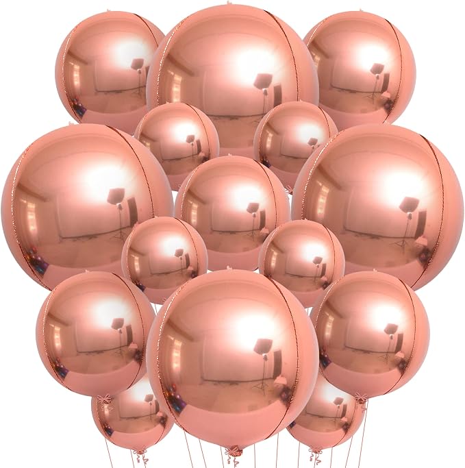 KatchOn, Rose Gold Balloons - 22 Inch, Pack of 14 | Rose Gold Foil Balloons for Sweet 16 Party Decorations, Mothers Day Decorations | Rose Gold Party Decorations, Birthday Decor for Women, Engagement