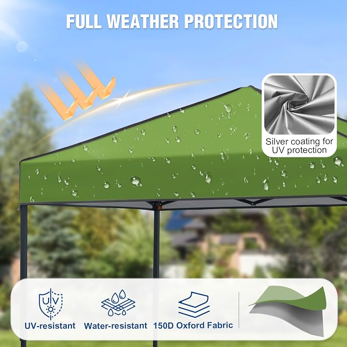 6x4 Pop Up Canopy Tent, Instant Portable Beach Canopy, Outdoor Tent with Carry Bag for Camping, Sports, Tailgating, Events, Grass Green