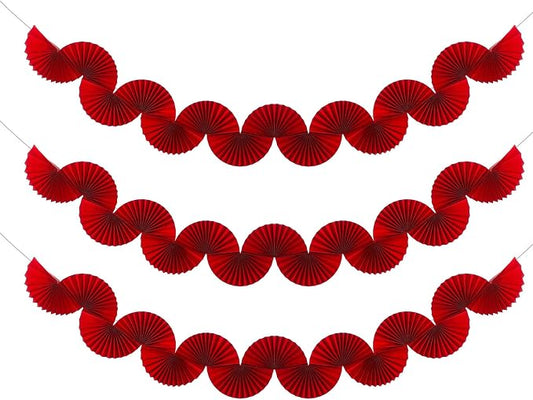 Weekgrat 3 Pack Wedding Paper Fans Garland 15.6ft Colorful Background Ceiling Hanging Decorations Paper Garland Decorations Set for Birthday Party Supplies 3D Bachelorette Party Decoration (Red)