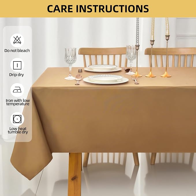 2-Pack 60x84 inch Coffee Table Cloths, Solid Stain and Wrinkle Resistant Oblong Tablecloth, Premium Plain Weave Polyester Fabric Rectangle Table Linen Covers for Hotel, Banquet