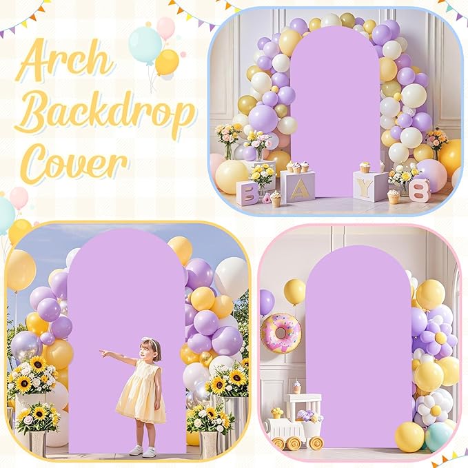 Lavender Wedding Arch Cover 3.3x6.6FT Spandex Arch Covers Stretchy Backdrop Double Sided Arch Backdrop Cover Chiara Backdrops Stand Cover Fabric for Birthday Party Banquet Decoration