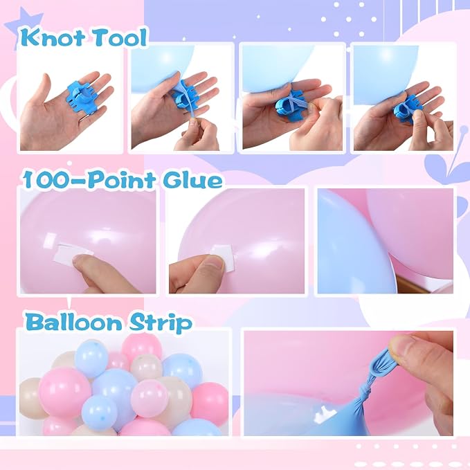 Meooeck 185 Pcs Bear Baby Shower Party Decorations Table Centerpieces 5 Pcs 13. 5'' Gender Reveal Bears 180 Balloons Kit Baby Shower Table Decor for Birthday Wedding(Pink, Blue, Tea White)