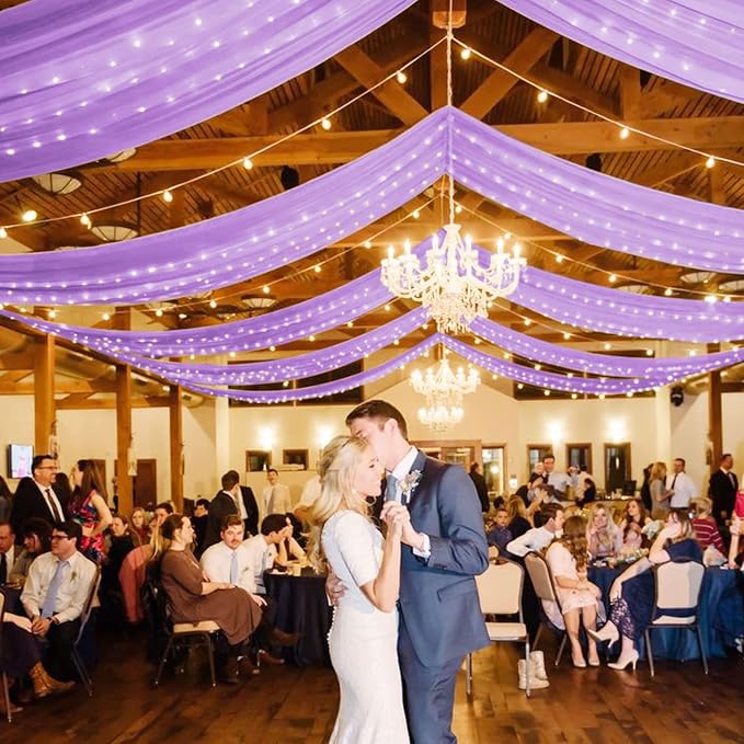 FOTSHARER Ceiling Drapes for Weddings 5x20FT 4 Panels Lavender Wedding Ceiling Drapes Arch Draping Fabric Chiffon Ceiling Drapes Sheer Fabric Wedding Ceiling Curtain Drape for Weddings Ceremony