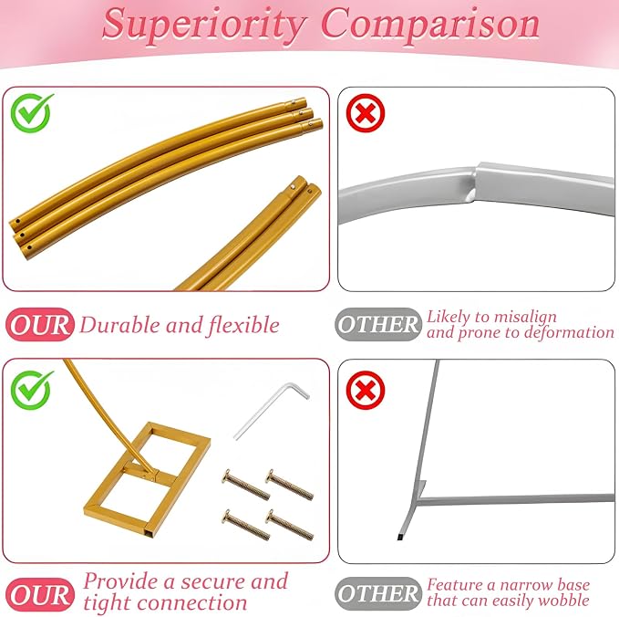 Liacere Wokceer Wedding Arch 7*8FT Round Backdrop Stand Gold Metal Circle Backdrop Stand Circle Balloon Arch Stand Frame for Birthday Party Bridal Shower Anniversary Ceremony Candy Tables Celebration