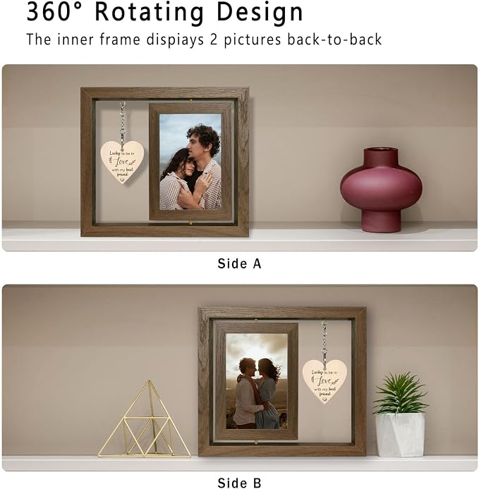 EYITUPC Lucky to Be in Love with My Best Friend Birthday Anniversary Picture Frame Boyfriend Girlfriend Husband Wife Fiance Couples Gifts (Display Two 4x6)