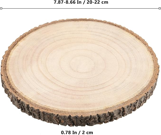 6 Pack 8-9 Inch Wood Slices, Unfinished Natural Wood Slices with Tree Bark, Round Wood Slices for Wedding,Table Centerpieces,Décor,Crafts, Parties, DIY Projects