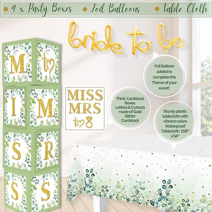 215 Pc Premium Bridal Shower Decorations Olive Sage Green - Bridal Shower Balloon Boxes with A-Z Letters & Bridal Balloon Arch Kit & Bride to Be Balloon for Bridal, Bachelorette, Engagement or Wedding