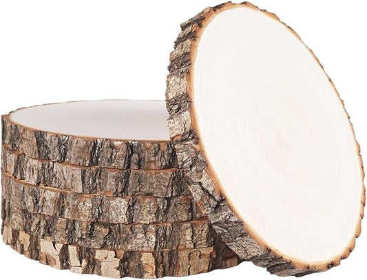 ilauke 6Pcs Wood Slices for Centerpieces, 8-9Inch Natural Wood Circles for Crafts, Natural Willow Wood Rounds Smooth Rustic Table Decor, Perfect for Wedding Decor and DIY Craft Projects