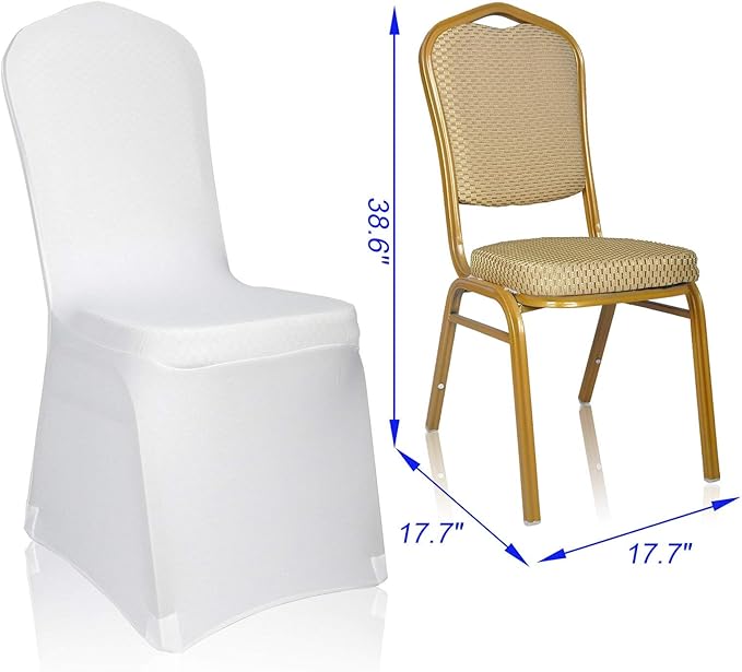 EMART White Chair Covers 50 Pcs Spandex Stretch Universal Standard Seat Slipcovers Fitted for Wedding Bulk, Party, Banquet and Holidays Celebration