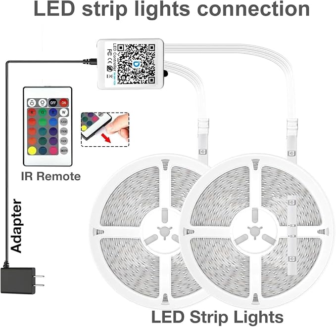 DAYBETTER Led Lights for Bedroom 150 ft (2 Rolls of 75ft), LED Lights with App Voice Control Remote, RGB Music Sync Color Changing Lights, Kitchen, Party,Home Decoration
